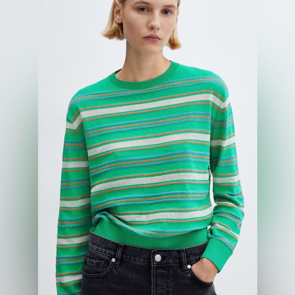 Mango Multicolor Striped Crewneck Sweater